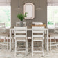 Skempton - Counter Height Dining Table and Bar Stools (Set of 7) - White / Light Brown