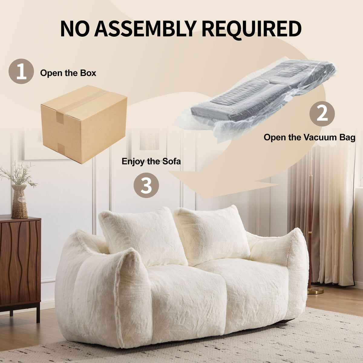 Giant Bean Bag Couch, Ultra Soft Fluffy Loveseat For Living Room - view 25