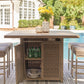 Walton Bridge - 5 Pc. - Square Bar Table W/Fire Pit, 4 Barstools - Driftwood