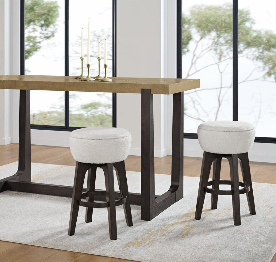 Brown Backless Bar Stools, Set Of 2
