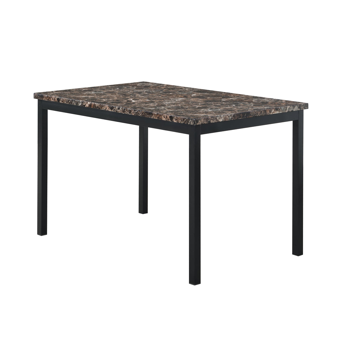 Furniture 5 Piece Metal Dinette Set with Faux Marble Top - Black