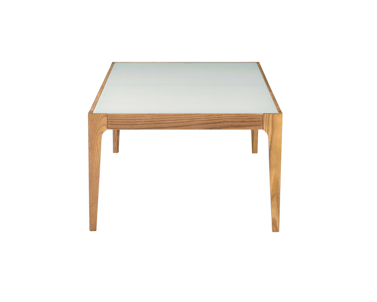 Frosted Glass Top Coffee Table with Tapered Wood Legs - Gwynn