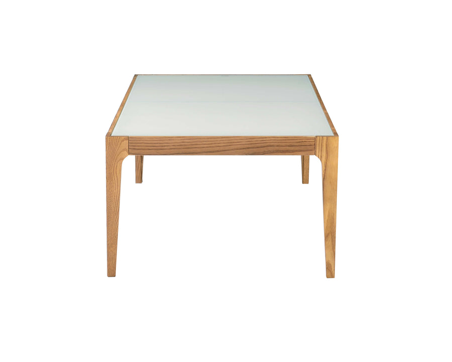 Frosted Glass Top Coffee Table with Tapered Wood Legs - Gwynn