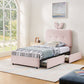 Twin Size Kids Upholstered Bed with Oversized Rabbit Ear Headboard