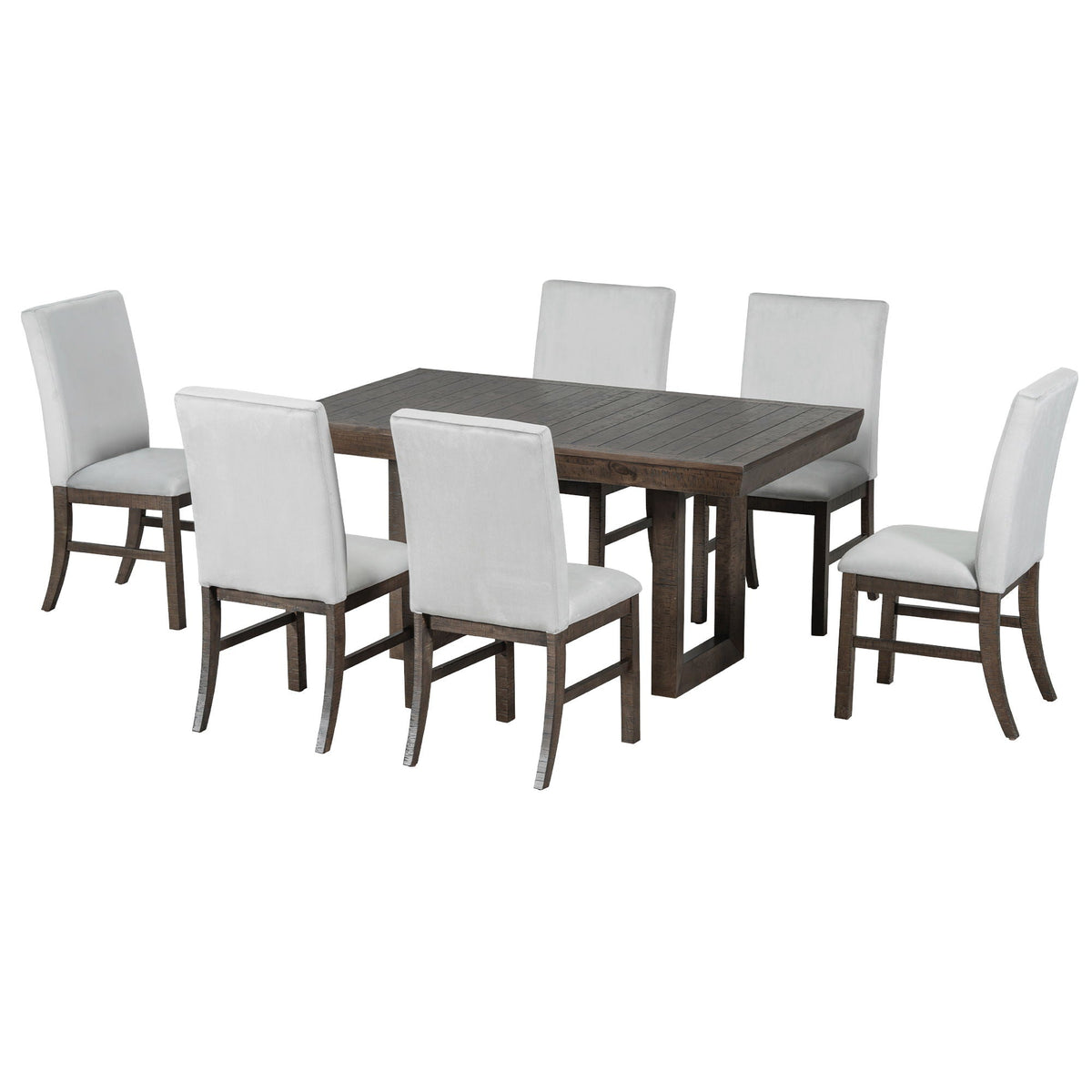 Topmax - 7 Piece Traditional Extendable Dining Table Set With Butterfly Leaf And 6 Upholstered Dining Table - view 2