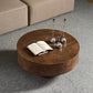 31.49" Burl Wood Veneer Round Coffee Table
