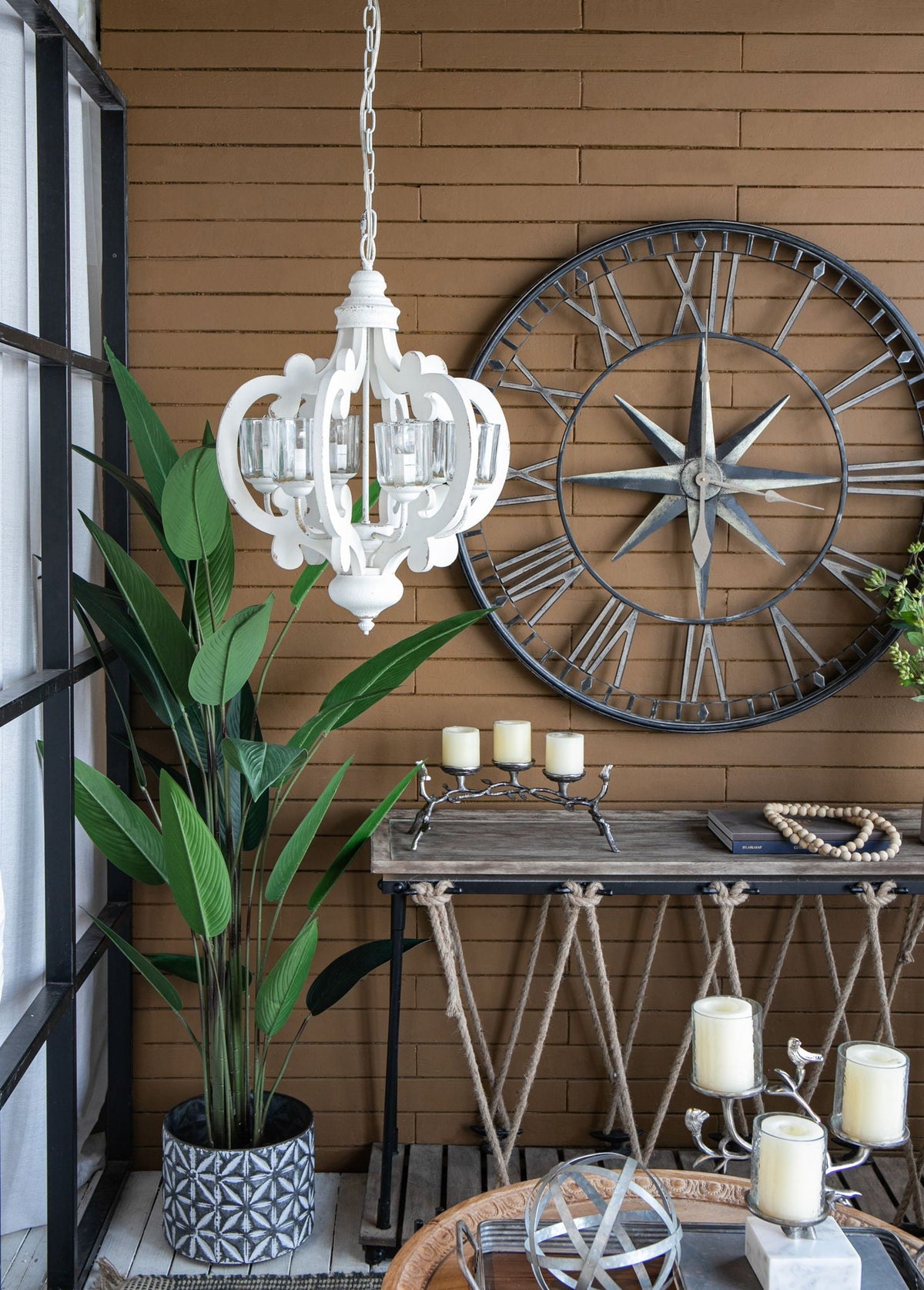 Farmhouse Chandelier, 6 Light Wood Chandelier Pendant Light Fixture With Adjustable Chain For Dining Room - view 21