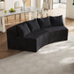 Corduroy Curved Sectional Sofa with Four Pillows
