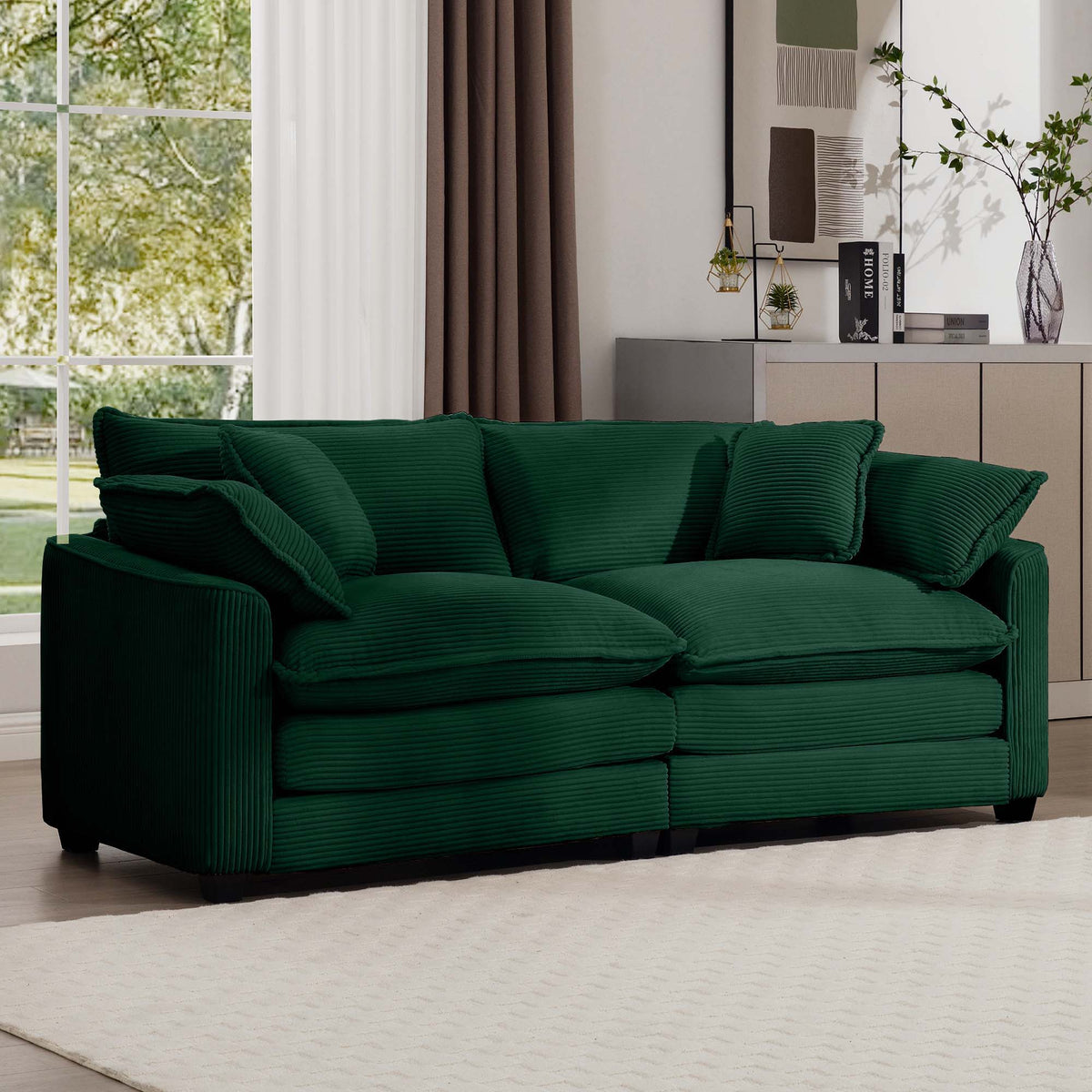 Modern 2 Seater With 4 Pillows, Upholstered Deep Seating Loveseat - view 19