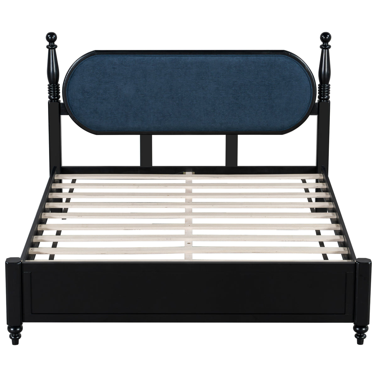 Queen Bed Frame, Solid Wood Platform with Slats