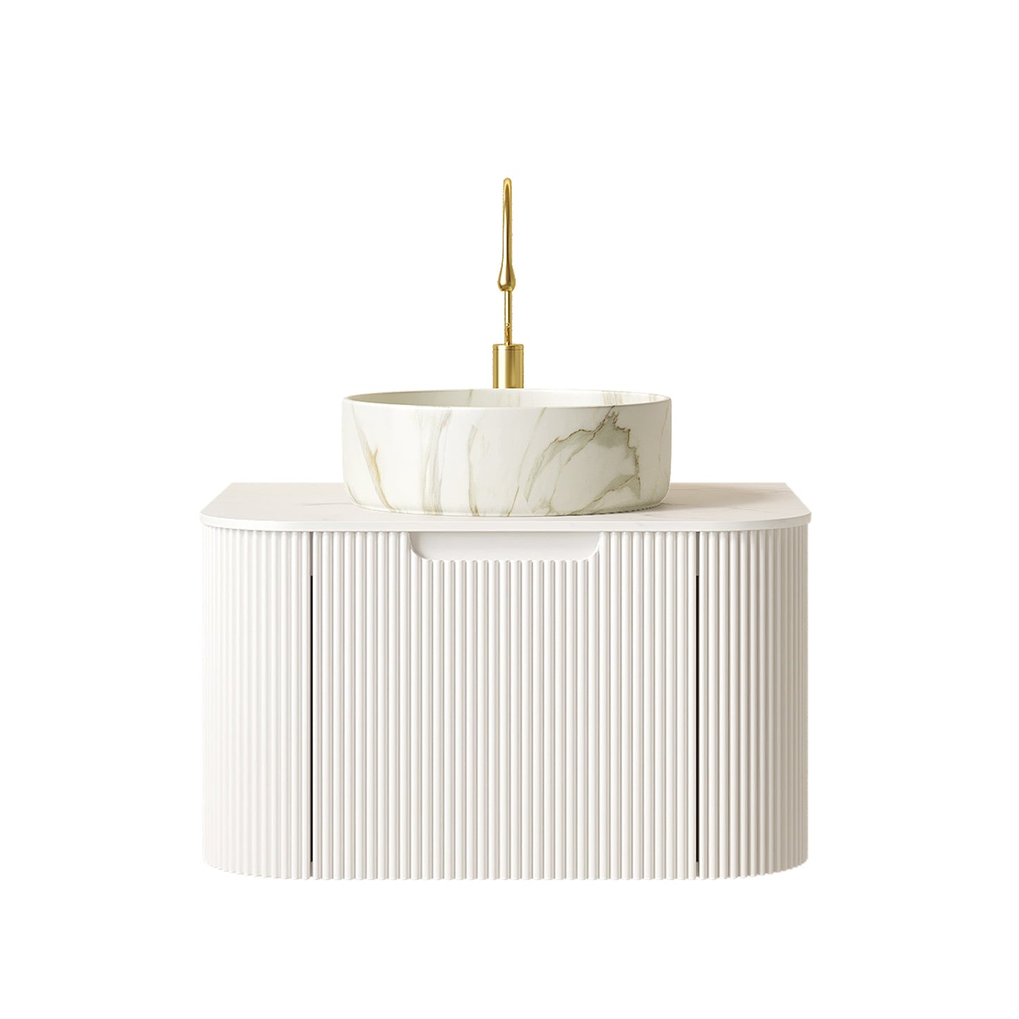 DINA 24" Bathroom Vanity & Sink, Floating Curved Edges