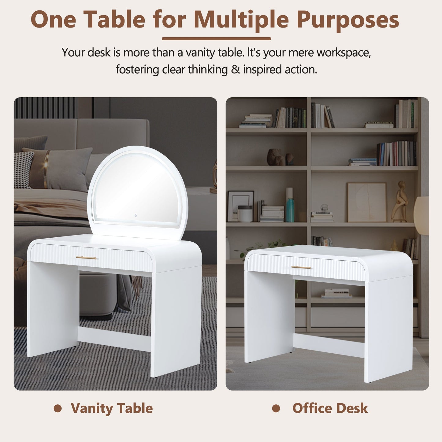 39" Makeup Vanity Table with Mirror Touch Screen Lighted Mirror