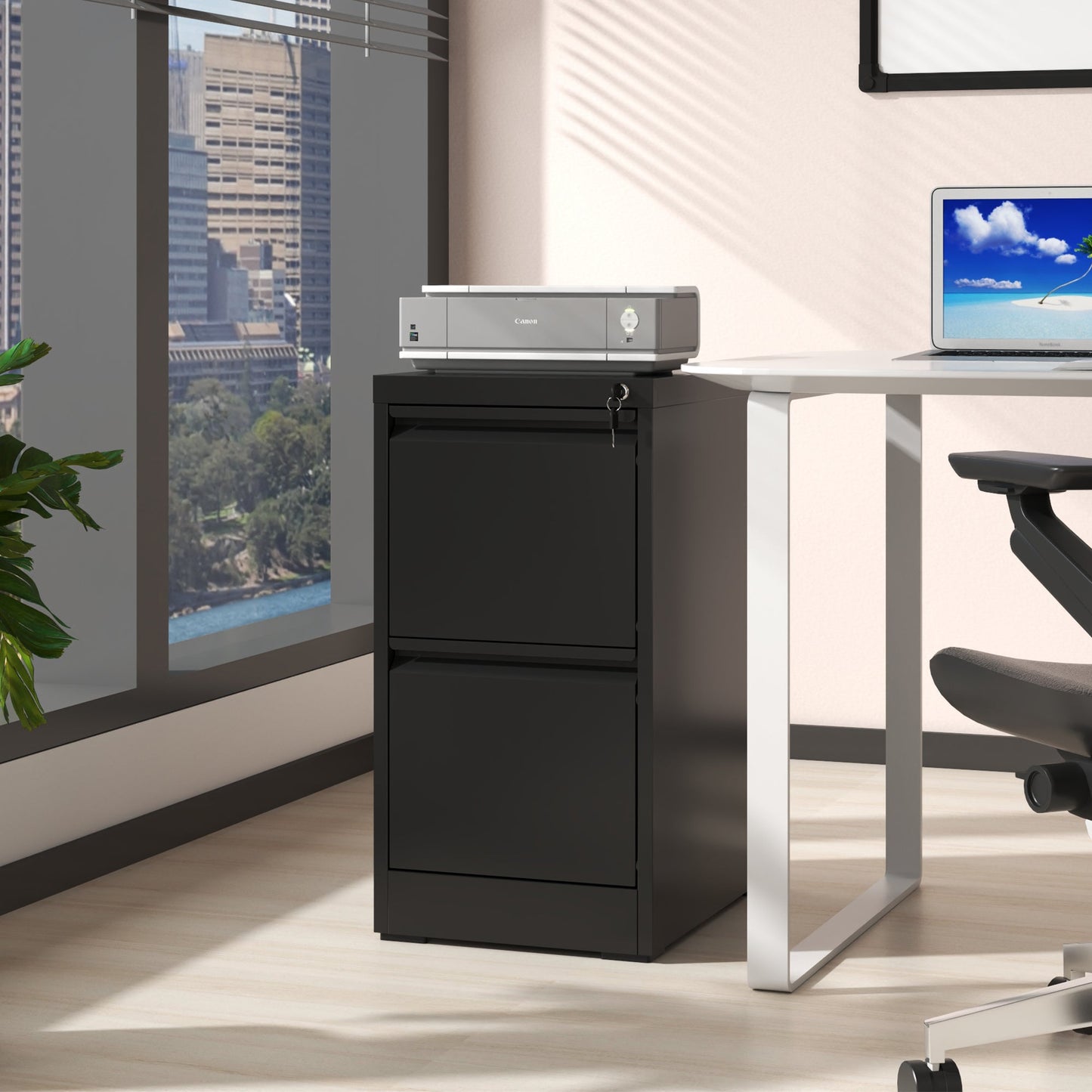2 Drawer Metal Vertical File Cabinet with Lock