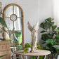 D31.5x31.5" Round Wooden Table with Metal Scrollwork Legs