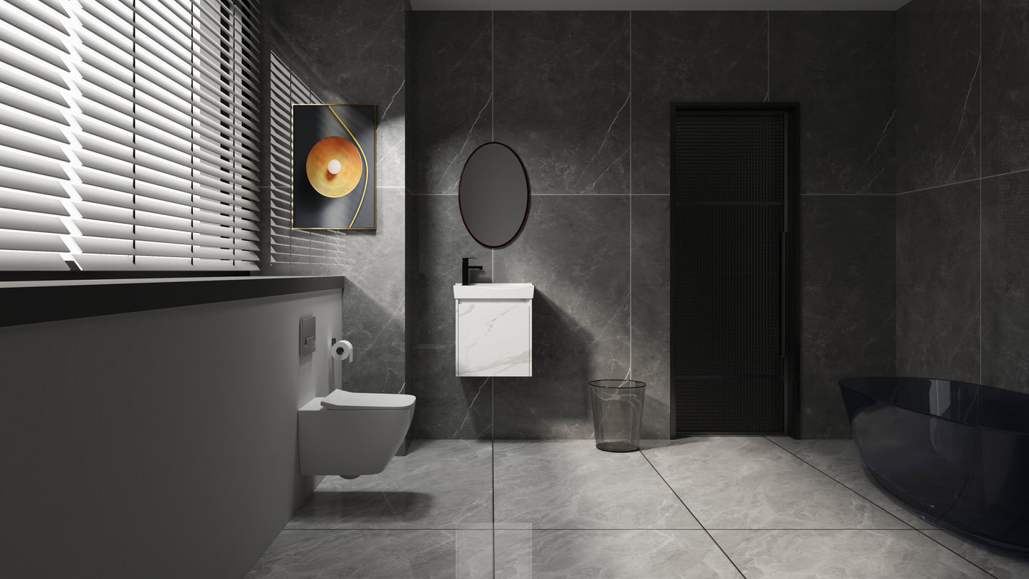 20" Wall-Mounted Bathroom Vanity with Ceramic Sink