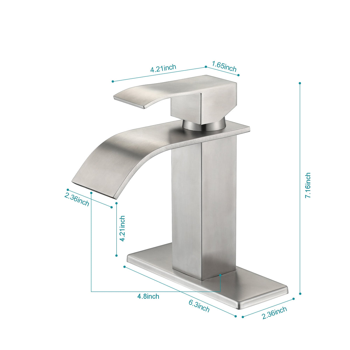Waterfall Spout Bathroom Faucet - Single Handle Bathroom Vanity Sink Faucet