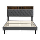 King-Size Upholstered Platform Bed Frame with Modern Button-Tufted
