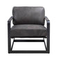 Locnos - Accent Chair - Gray Top Grain Leather & Black