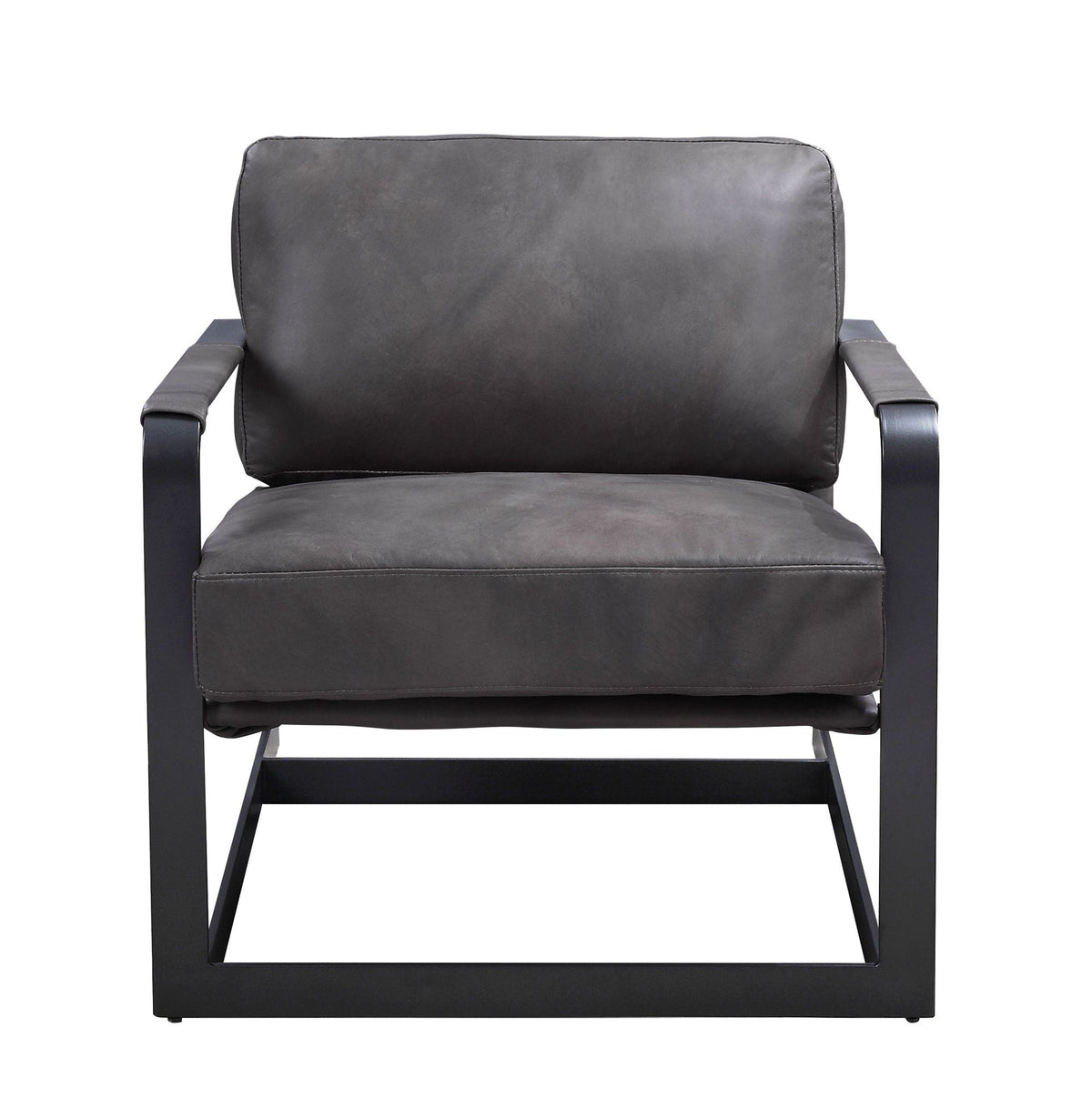 Locnos - Accent Chair - Gray Top Grain Leather & Black