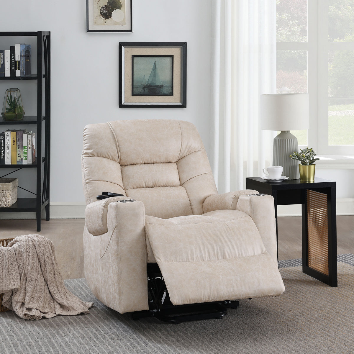 Nairi Ivory Leather Aire Power Motion Recliner