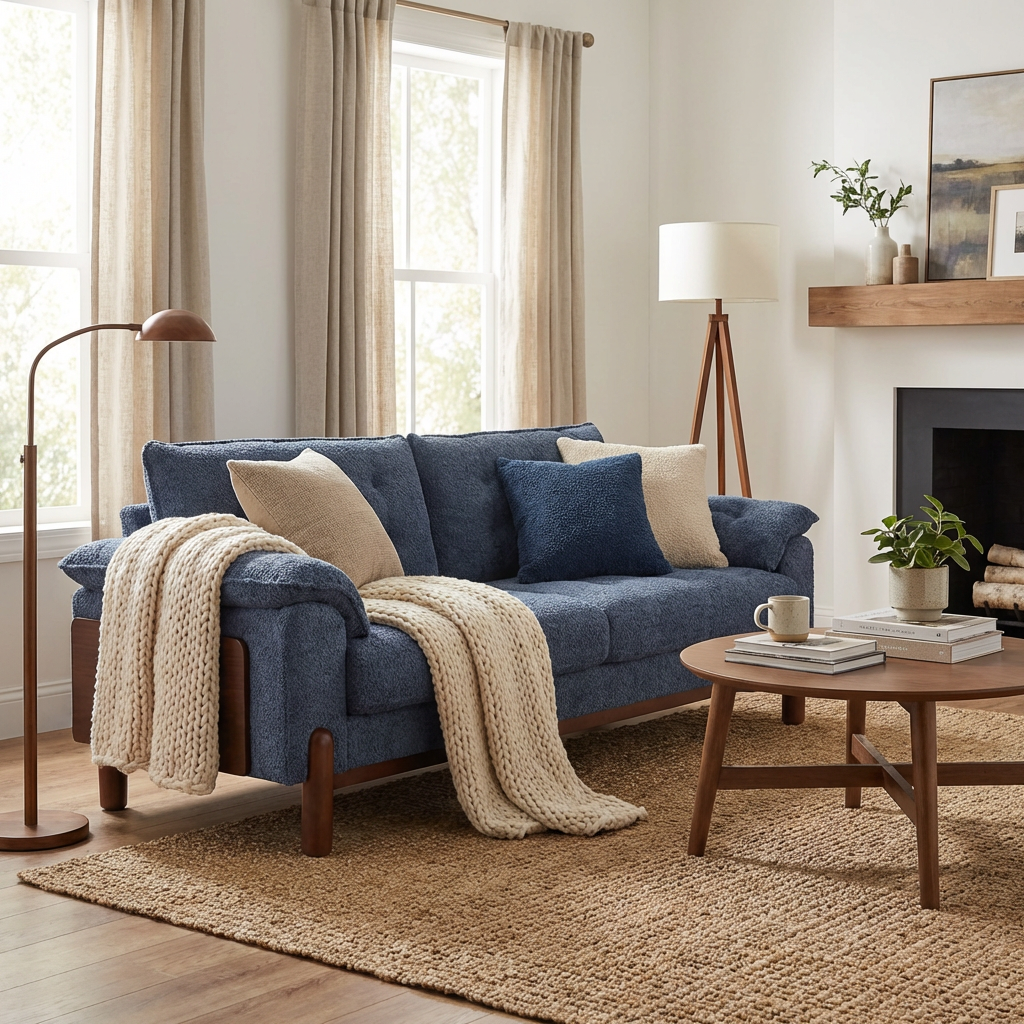 83.5 In. 3 Seater Modern Boucle Upholstered Sofa