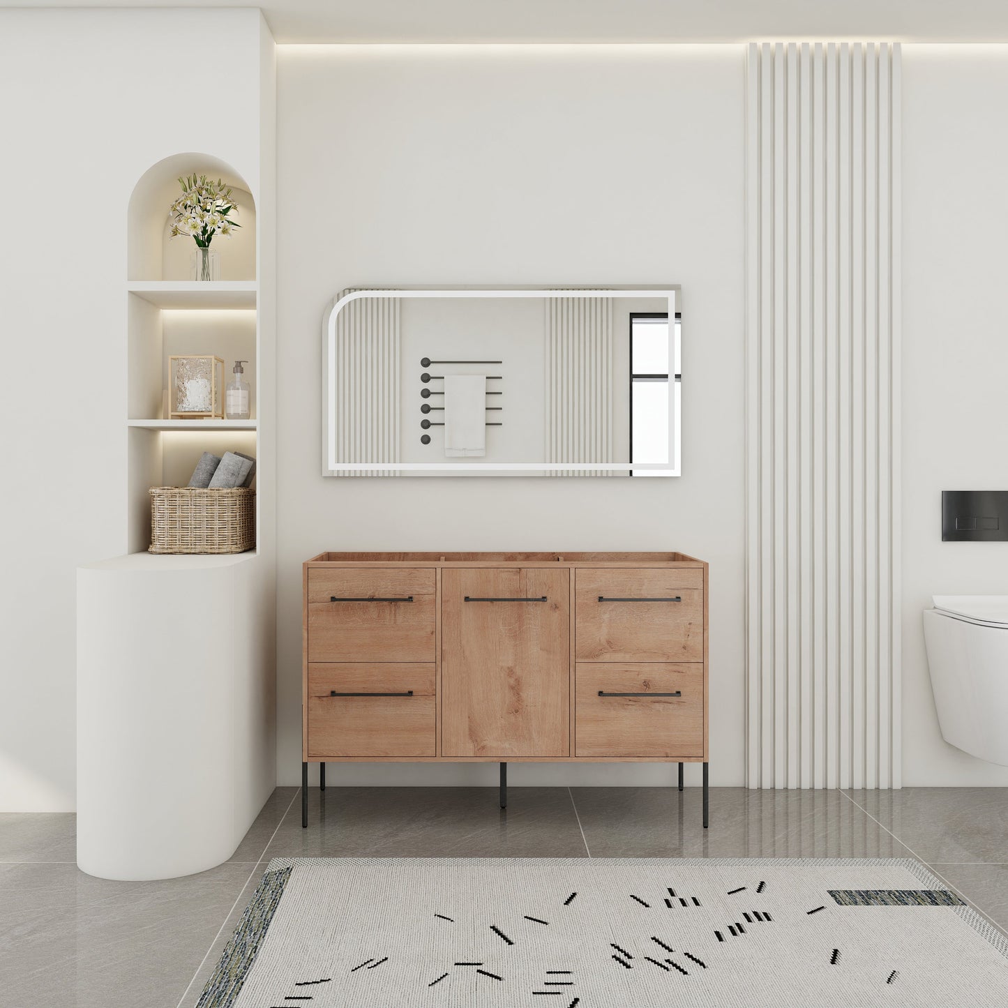 48" Freestanding Bathroom Vanity with Soft-Close Cabinet Door and 4 Drawers