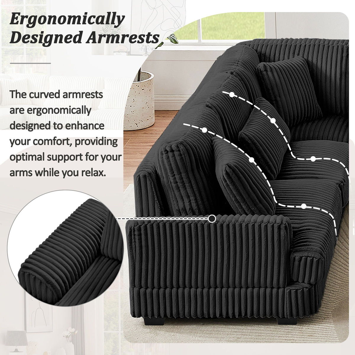 Oversized Sectional Sofa U - Shaped Sofa Couch Modern Sofa Upholstered In Soft With A Chaise Lounge For - view 12