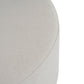 White Fabric Round Ottoman with Wooden Legs