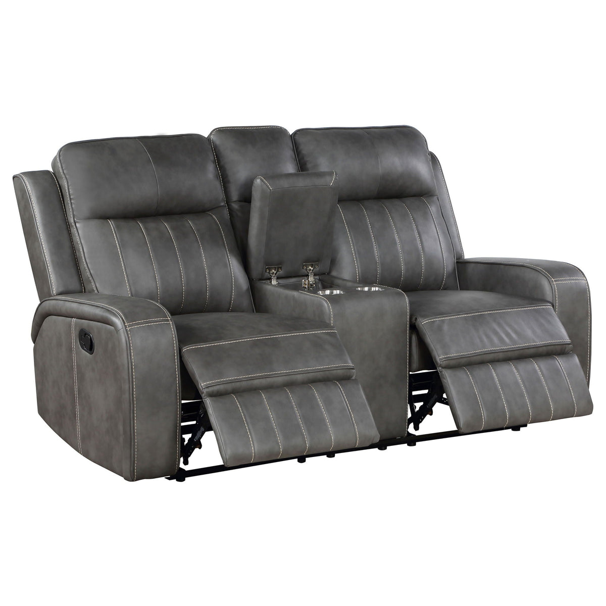 Raelynn Upholstered Track Arm Motion Loveseat Grey - view 4