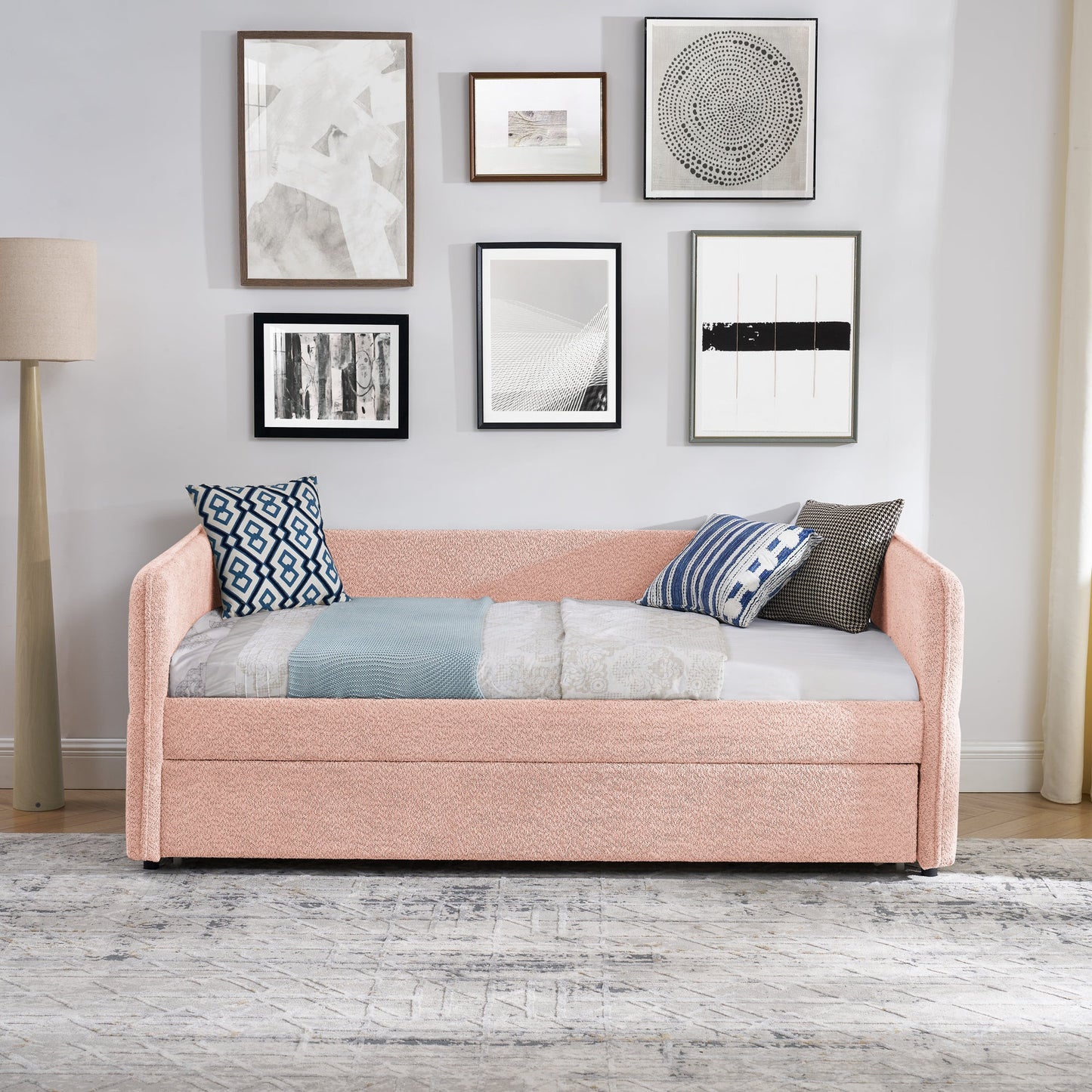 Upholstered Tufted Daybed with Twin Size Pop-up Trundle