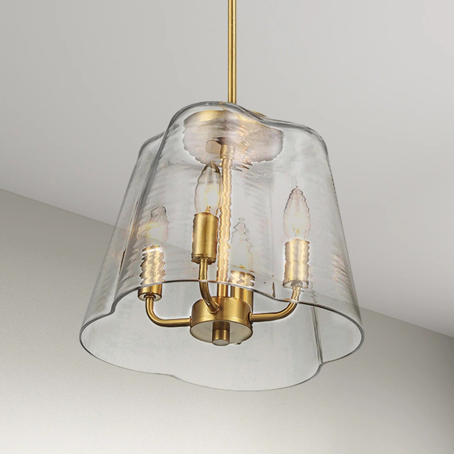 Soiree Four Candle Lights Pendant With Clear Glass - Satin
