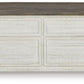 Havalance - Lift Top Cocktail Table with Storage Drawers - White / Gray