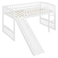 Twin Size Loft Bed With Slide And Ladder - White