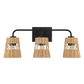 Moonlit Three Lights Wall Sconce with Rattan Shade