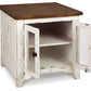 Wystfield - Rectangular End Table - 2 Doors - White / Brown