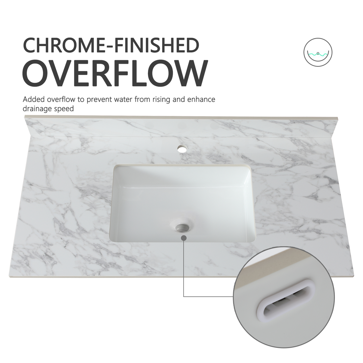 43" x 22" Sintered Stone Bathroom Vanity Top