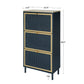 Modern Rattan 3 Door Shoe Rack Cabinet for Entryway
