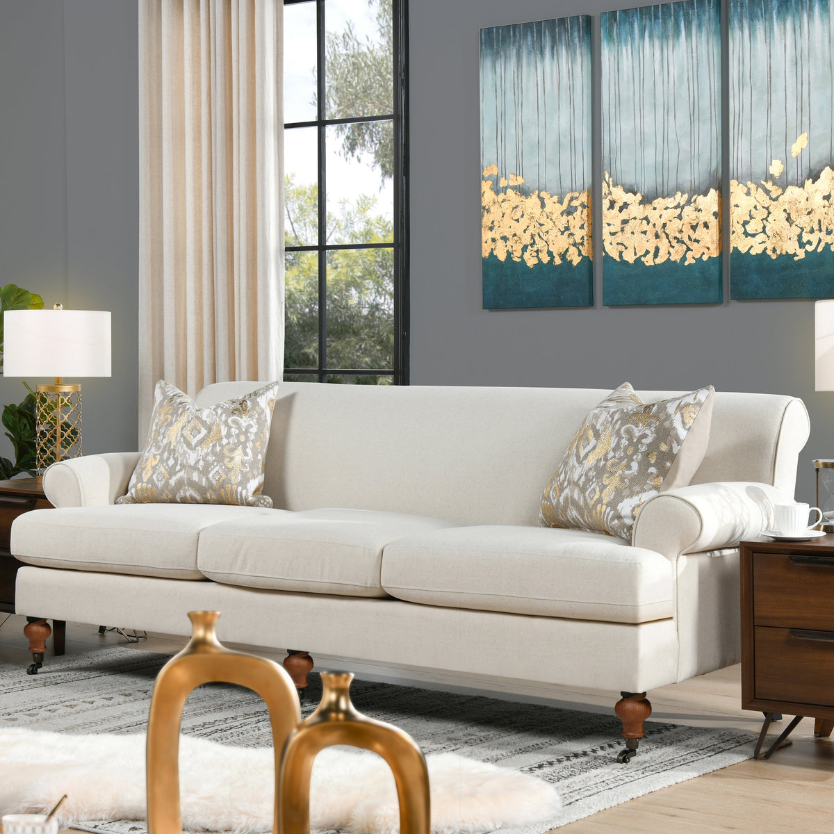 Alana Lawson Three-Cushion Tightback Sofa, Light