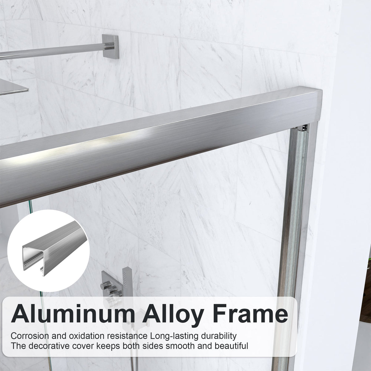 56"-60"W Semi-Frameless Double Sliding Shower Door