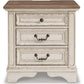 Realyn - Three Drawer Night Stand - White / Brown / Beige