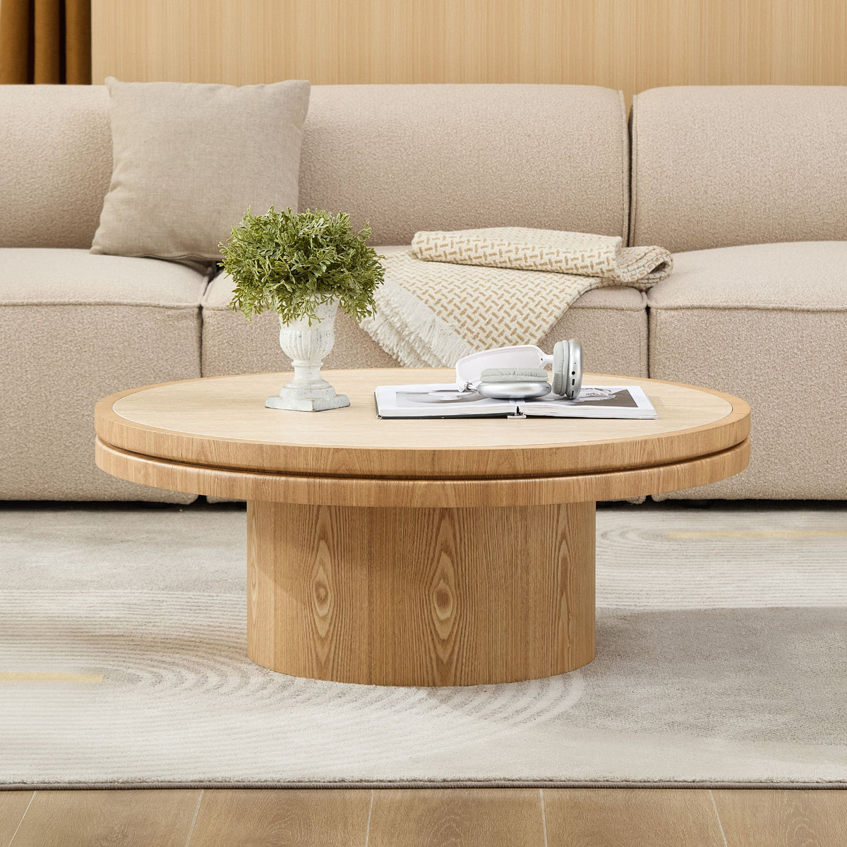 Sintered Stone Coffee Table with MDF Pedestal