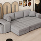 104.5" Pull Out Sleeper Sofa Reversible L-Shape Sectional Couch