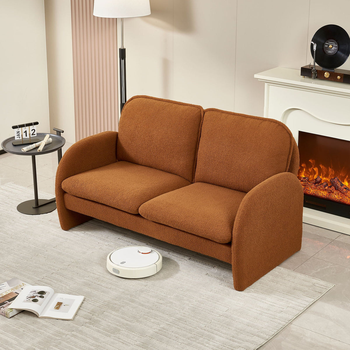 Loveseat Sofa Small Couch For Living Room, Sherpa Fabric Upholstered Loveseat Sofa Couch, Small Loveseat Sofa - view 10