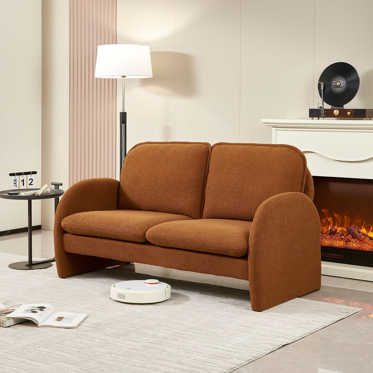 Loveseat Sofa Small Couch For Living Room, Sherpa Fabric Upholstered Loveseat Sofa Couch, Small Loveseat Sofa - view 3