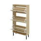 Modern Rattan 3 Door Shoe Rack Cabinet for Entryway