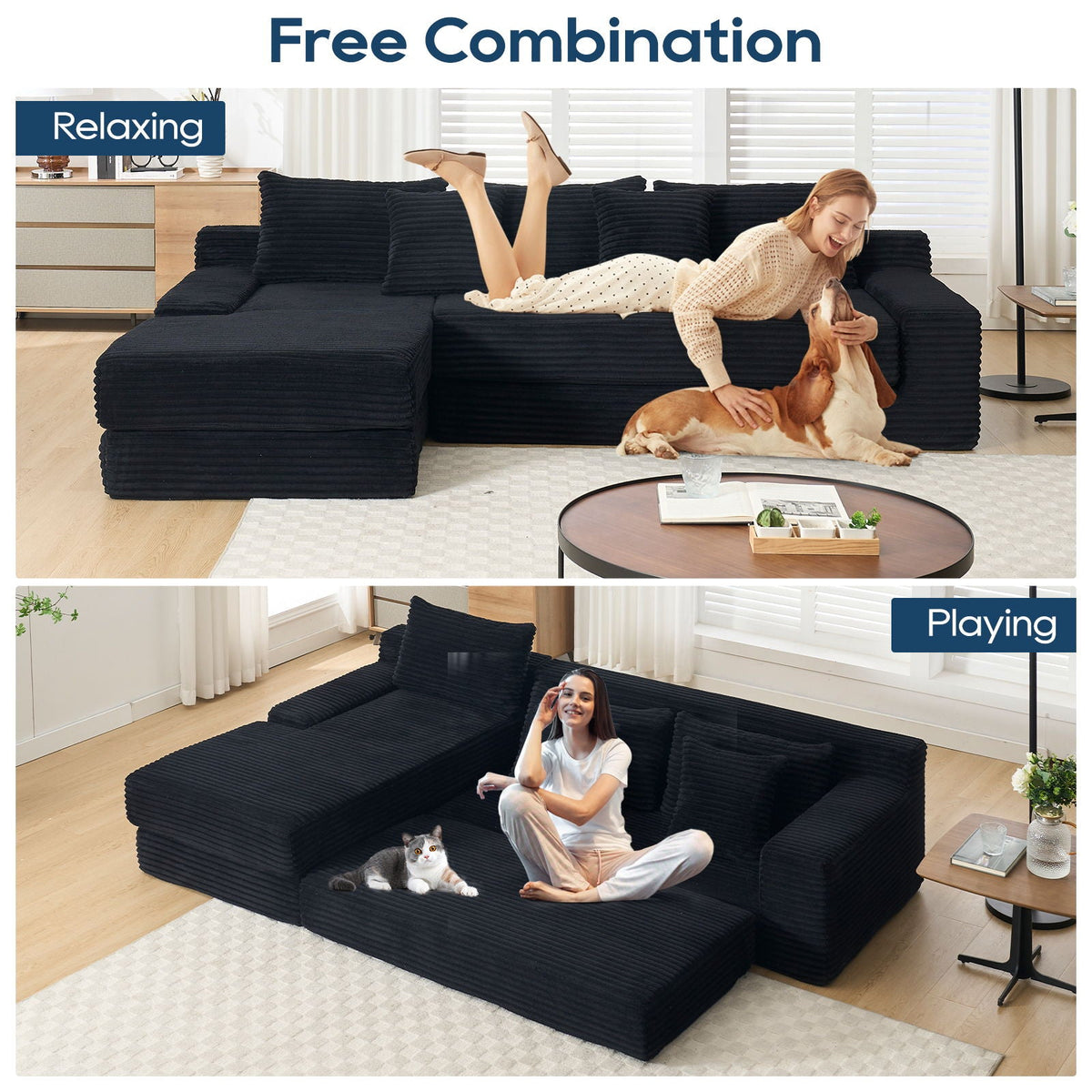Modern L - Shaped Sectional Couch With Memory Foam - view 13