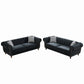 Chesterfield Upholstery Fabric Sofa With Roll Armrest & Nailhead, Mid Century Modern 3 And 3 Seater Couch - view 6