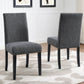 Biony Espresso Wood Dining Set with Gray Fabric Nailhead Chairs