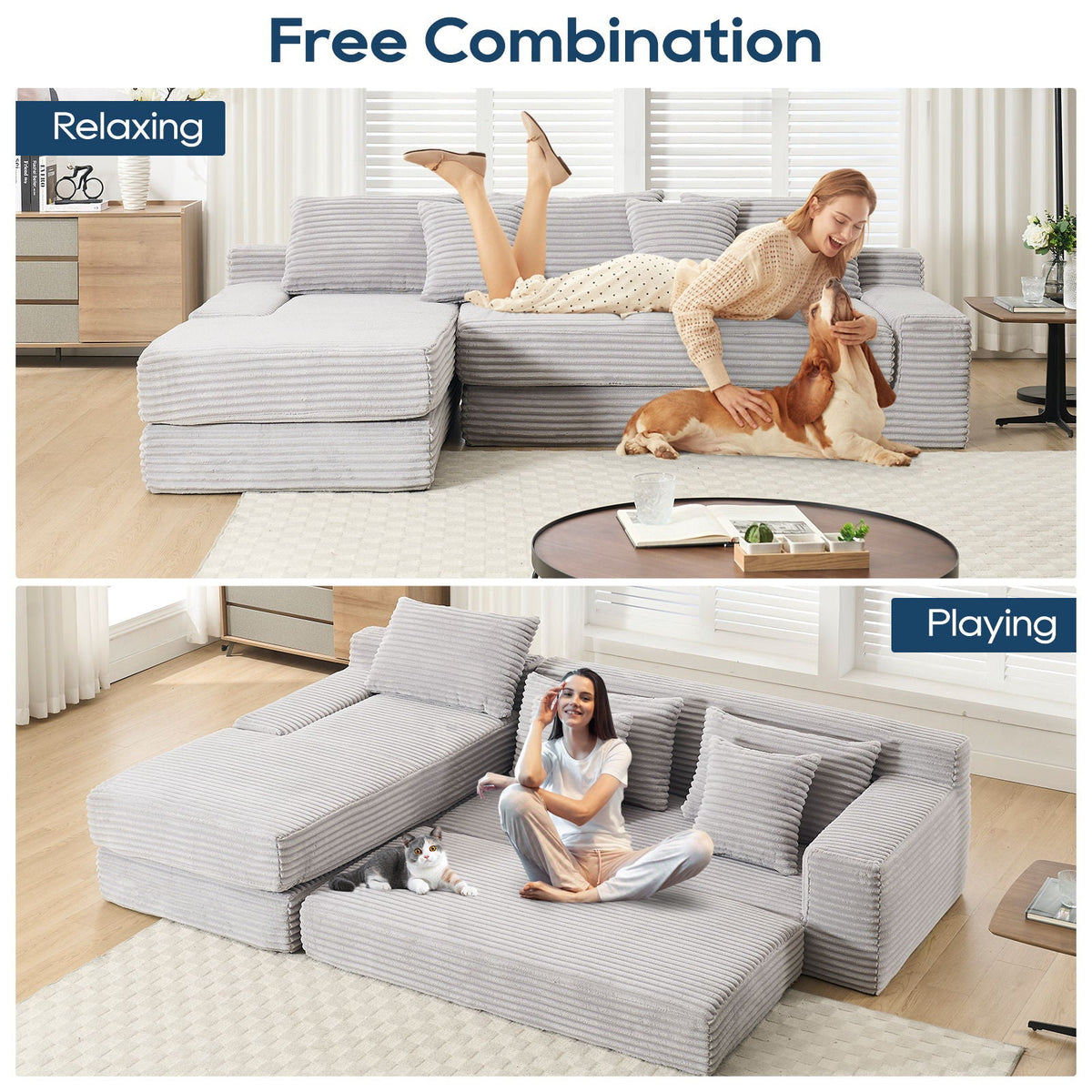 Modern L - Shaped Sectional Couch With Memory Foam - view 14