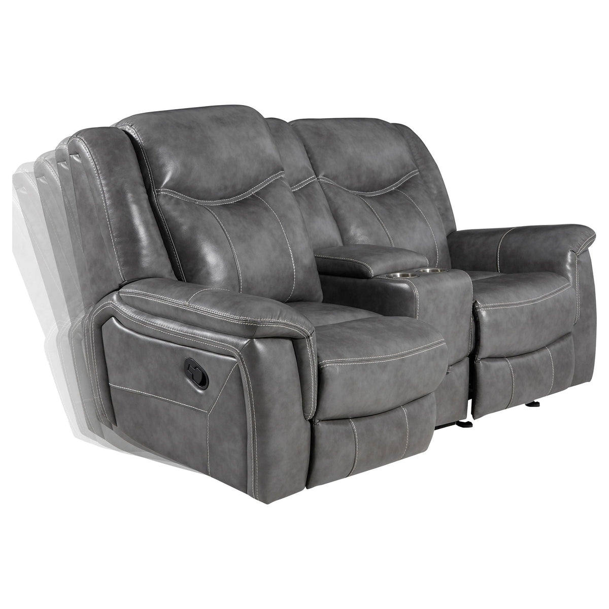 Conrad Upholstered Padded Arm Glider Loveseat Grey - view 5